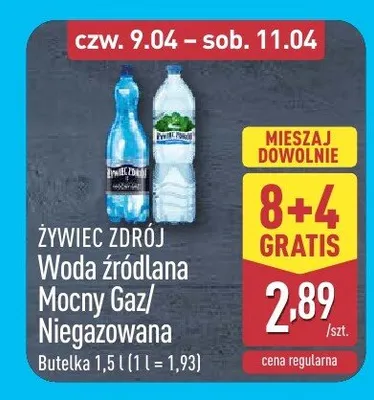 Woda źródlana Mocny Gaz/Niegazowana promocja w Aldi