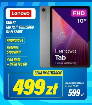 Tablet Lenovo Tab 10,1" 4GB/128GB Wi-Fi szary + case ochronny promocja w RTV EURO AGD