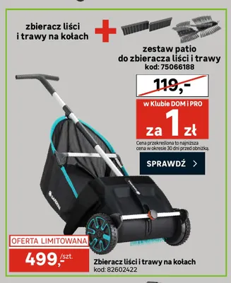 Zbieracz liści i trawy na kołach Gardena promocja w Leroy Merlin