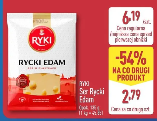 Ser Rycki Edam w plastrach Ryki promocja w Aldi