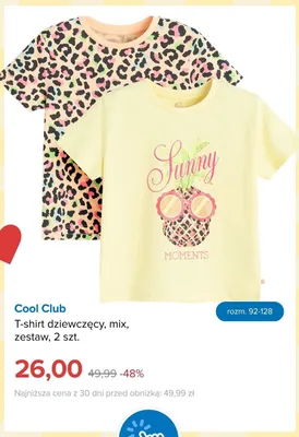 T-shirt dziewczęcy Cool Club 2-pak promocja w Smyk