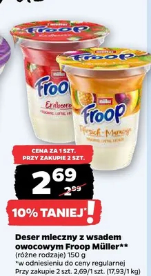 Deser mleczny z wsadem owocowym Froop Müller promocja w Netto
