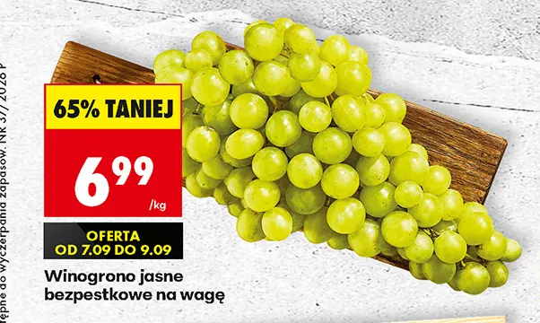 Winogrona jasne bezpestkowe promocja w Biedronka