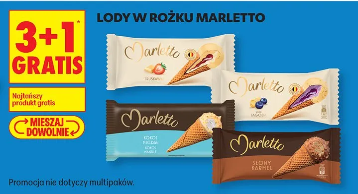 Lody w rożku 3+1 GRATIS promocja w Biedronka