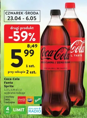 Napój Coca-Cola Fanta Sprite 1,5l promocja w Intermarche