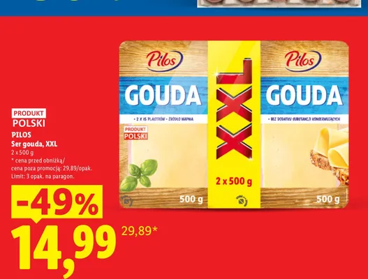 Ser gouda Pilos XXL 2-pak promocja w Lidl
