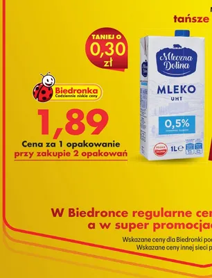 Mleko UHT 0,5% promocja w Biedronka