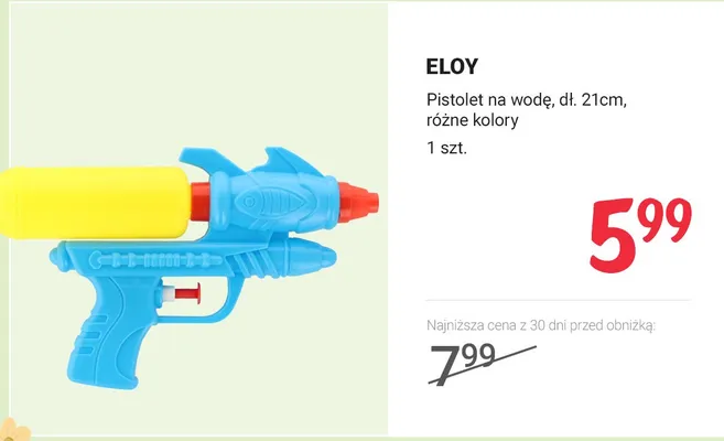 Pistolet na wodę, dł. 21 cm, różne kolory promocja w Rossmann