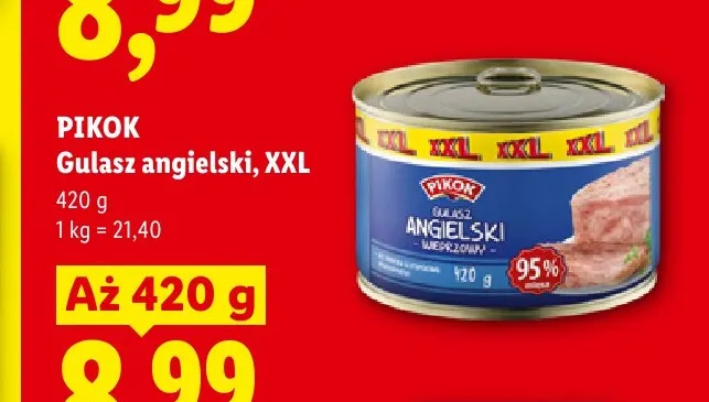 Gulasz angielski wieprzowy Pikok XXL promocja w Lidl
