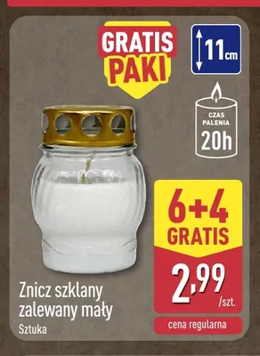 Znicz szklany zalewany mały promocja w Aldi