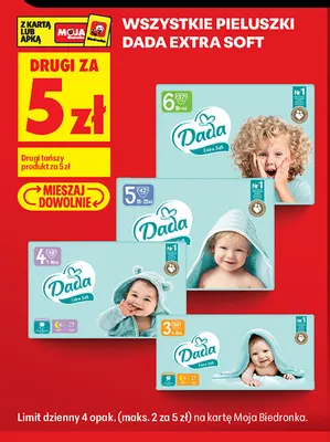 Pieluszki Dada Extra Soft 4 7-16 kg promocja w Biedronka