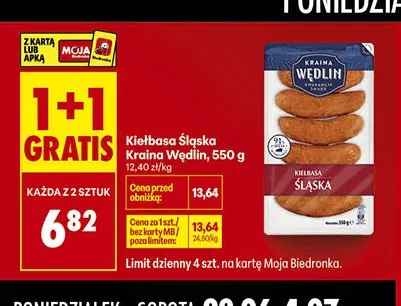 Kiełbasa Śląska Kraina Wędlin promocja w Biedronka