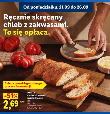 Chleb z zakwasami ręcznie skręcany Deluxe promocja w Lidl