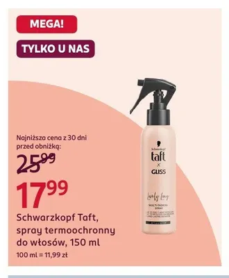 Spray termoochronny do włosów Schwarzkopf Taft promocja w Rossmann