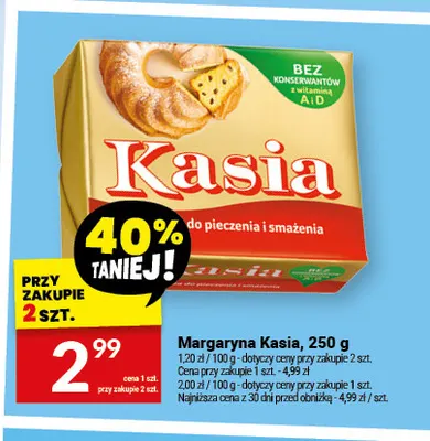 Margaryna Kasia do pieczenia i smażenia promocja w Twój Market
