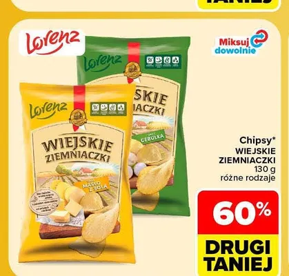 Chipsy Wiejskie Ziemniaczki masło z solą Lorenz promocja w Carrefour Market