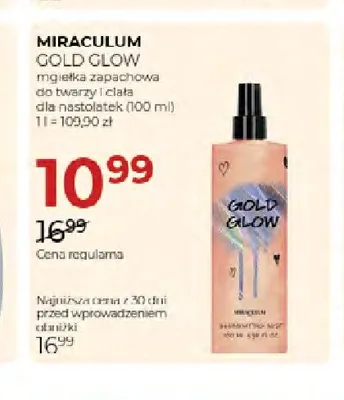 Mgiełka zapachowa do twarzy i ciała dla nastolatek Miraculum Gold Glow promocja w Drogerie Jawa