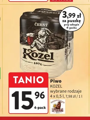 Piwo Kozel 4-pak 500 ml promocja w Intermarche