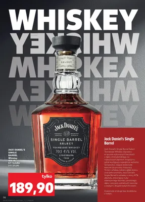 Whiskey Jack Daniel's Single Barrel 45% promocja w Kaufland