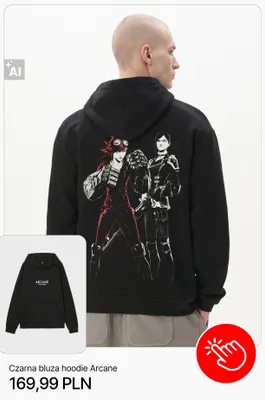 Czarna bluza hoodie Arcane Cropp promocja w Cropp