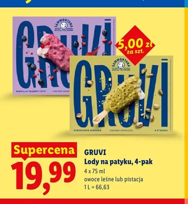 Lody na patyku Sammontana Gruvi owoce leśne 4-pak promocja w Lidl
