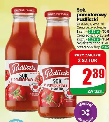 Sok pomidorowy pikantny Pudliszki promocja w Dino