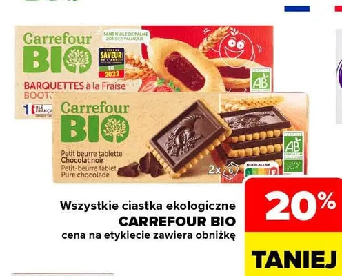 Ciastka ekologiczne Carrefour Bio promocja w Carrefour Market