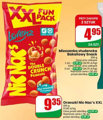 Orzeszki Nic Nac's XXL Double Crunch Peanuts Lorenz promocja w Dino