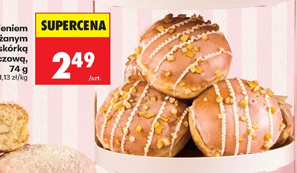 Pączek z nadzieniem o smaku różanym i skórką pomarańczową promocja w Biedronka