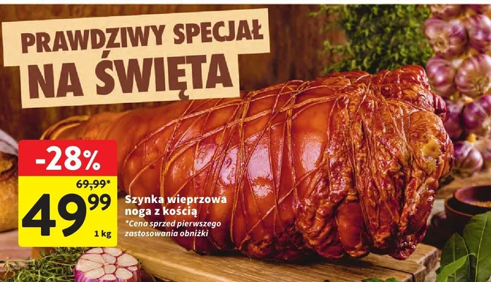 Szynka wieprzowa noga z kością promocja w Intermarche