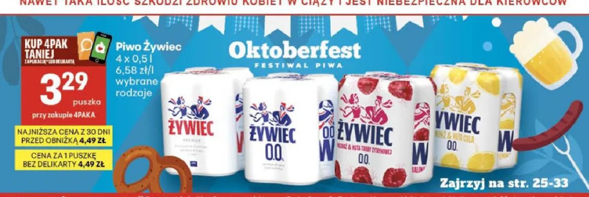 Piwo Żywiec 4-pak promocja w Delikatesy Centrum