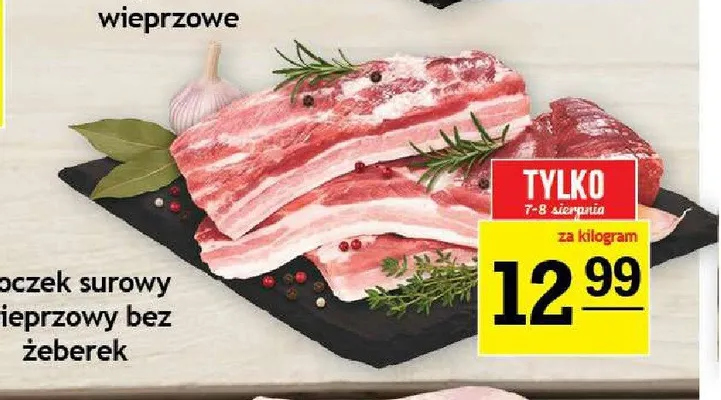 Boczek surowy wieprzowy bez żeberek promocja w Gram Market