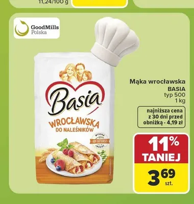 Mąka wrocławska Basia typ 500 promocja w Carrefour