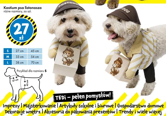 Kostium psa listonosza promocja w Tedi