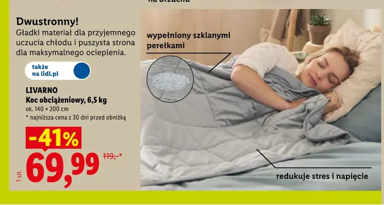 Koc obciążeniowy Livarno dwustronny 6,5 kg 140x200 cm promocja w Lidl