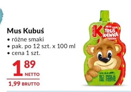 Mus Kubuś różne smaki promocja w Makro