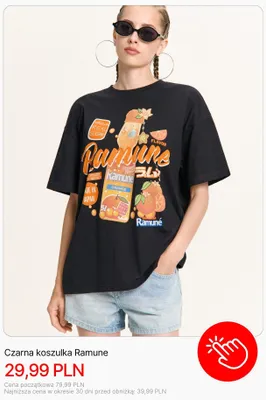 Koszulka damska czarna Ramune Cropp promocja w Cropp