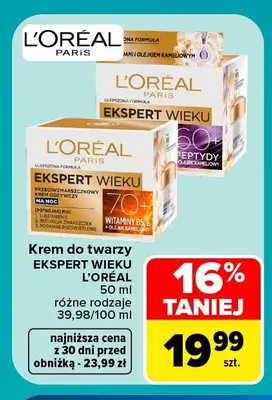 Krem do twarzy Ekspert Wieku L'Oréal promocja w Carrefour Market