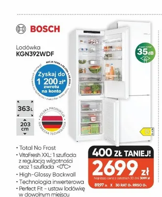 Lodówka Bosch KGN392WDF promocja w Max Elektro