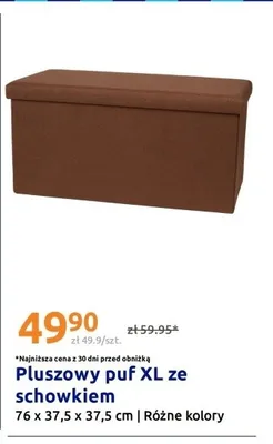 Pluszowy puf XL ze schowkiem 76x37,5x37,5cm promocja w Action