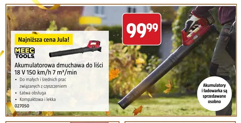 Akumulatorowa dmuchawa do liści Meec Tools promocja w Jula