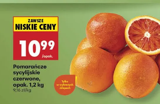 Pomarańcze sycylijskie czerwone 1,2 kg promocja w Biedronka