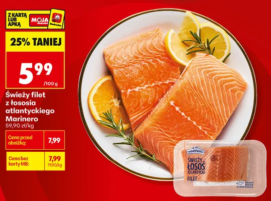 Świeży filet z łososia atlantyckiego Marinero promocja w Biedronka