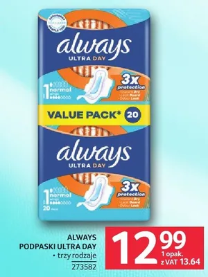 Podpaski Always Ultra Dry promocja w Selgros