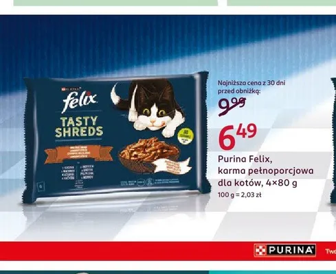 Karma dla kotów Purina Felix Tasty Shreds promocja w Rossmann