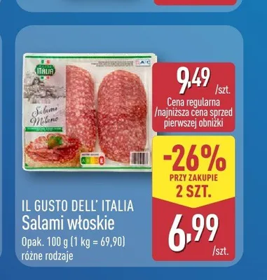 Salami włoskie Il Gusto Dell' Italia promocja w Aldi