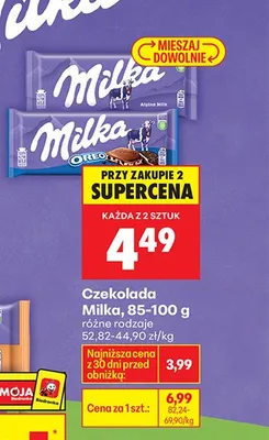 Czekolada Milka, różne rodzaje promocja w Biedronka