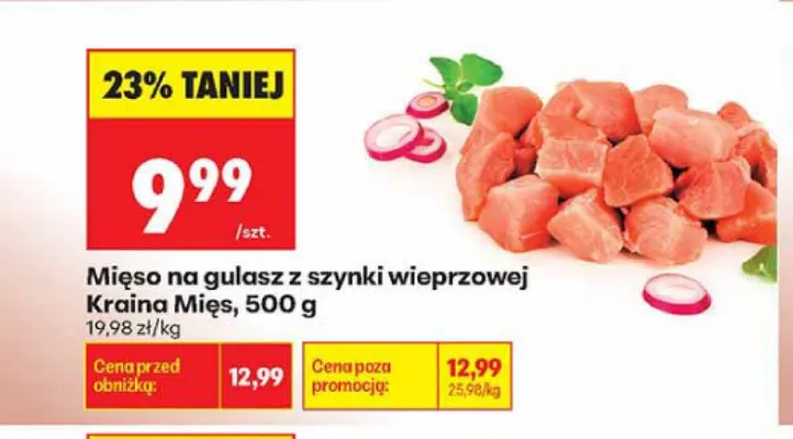 Mięso na gulasz z szynki wieprzowej Kraina Mięs promocja w Biedronka