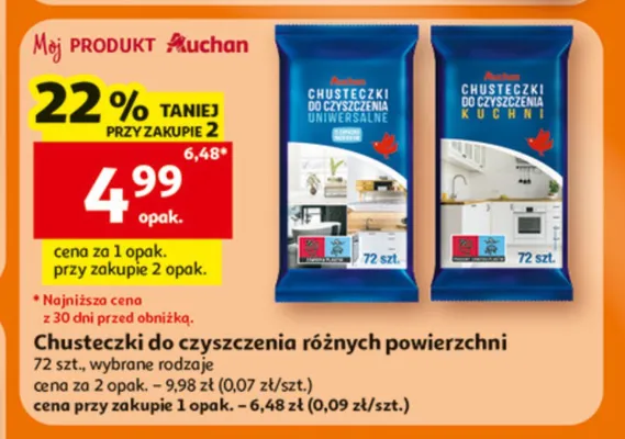 Chusteczki do czyszczenia kuchni Auchan promocja w Auchan