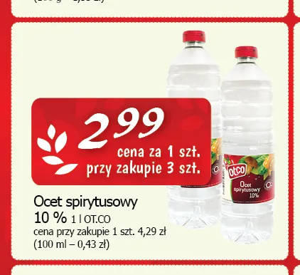 Ocet spirytusowy 10% Ot.co promocja w CEZAR Delikatesy
